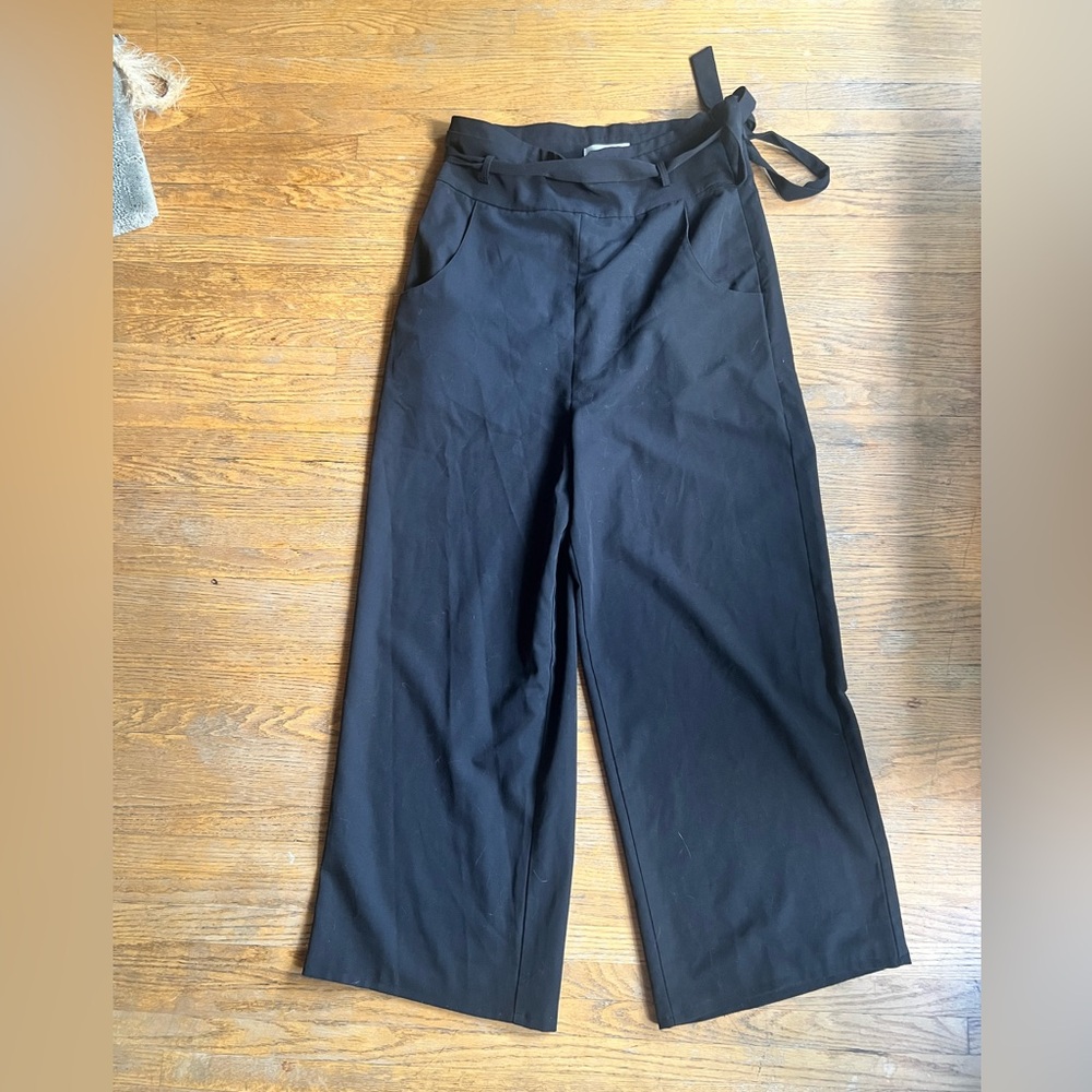 Collectif Black High Waisted Wide-Leg Trousers